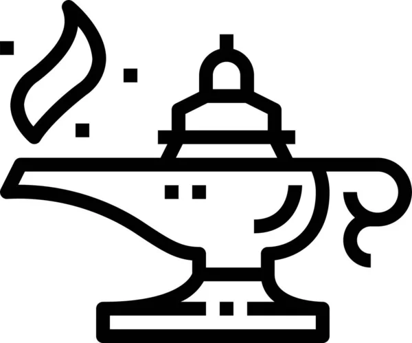 Icono Lámpara Arabia Genie Estilo Contorno — Archivo Imágenes Vectoriales