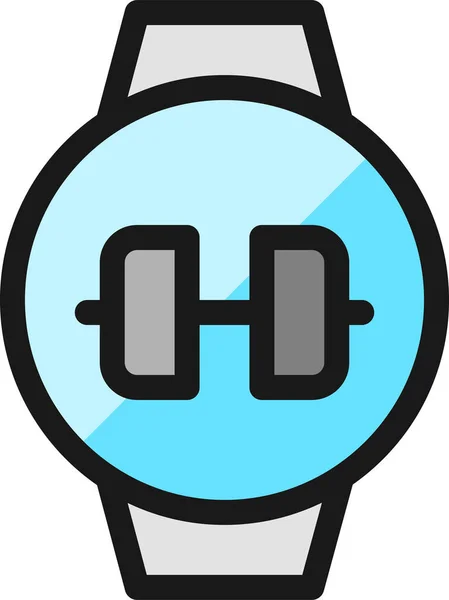 Icono Del Círculo Reloj Inteligente Estilo Contorno Lleno — Vector de stock