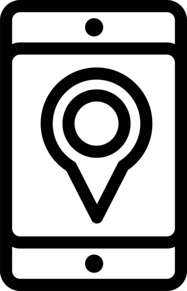 Cel Locatie Kaart Pictogram Omtrek Stijl — Stockvector