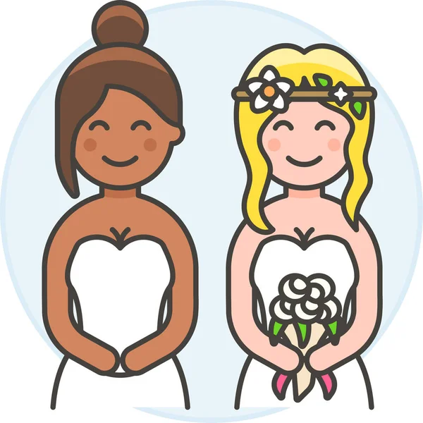 Bouquet Ceremony Couple Icon — Stock Vector