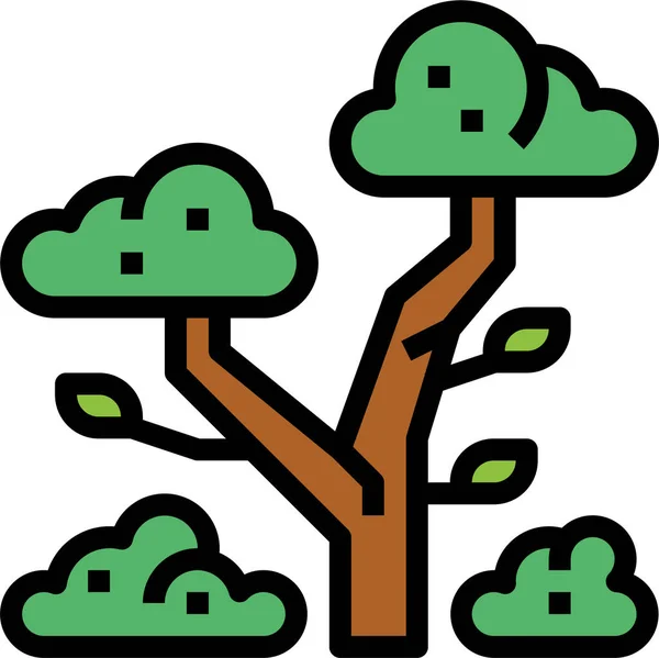 Δάσος Φύση Δέντρα Εικονίδιο Στυλ Γεμάτο Περίγραμμα — Διανυσματικό Αρχείο