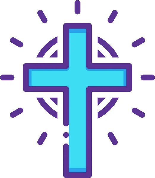 Christ Christian Cross Icon Filled Outline Style — Stock Vector