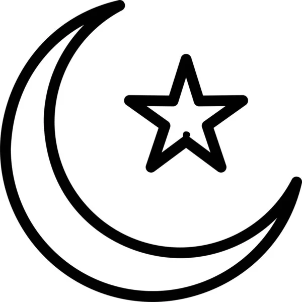 Luna Creciente Icono Ramadán Estilo Contorno — Vector de stock