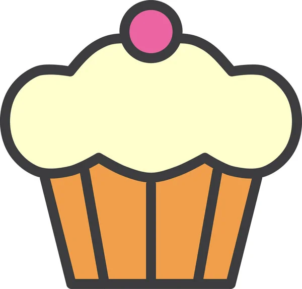 Taart Dessert Muffin Pictogram Gevulde Outline Stijl — Stockvector