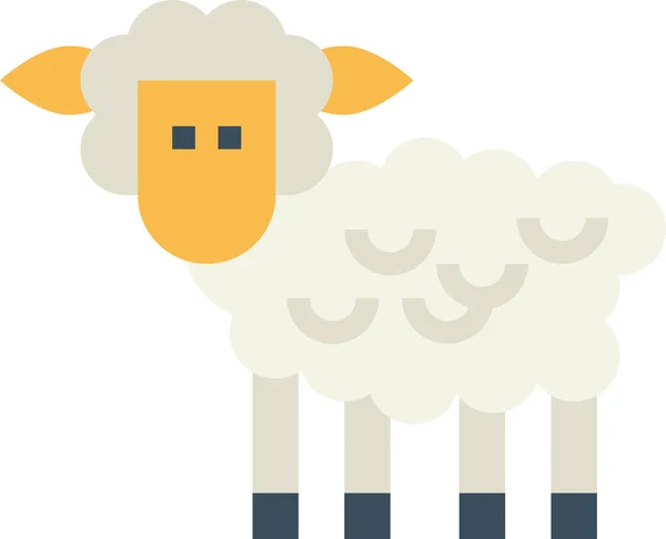 Animaux Mammifères Moutons Icône Dans Style Plat — Image vectorielle