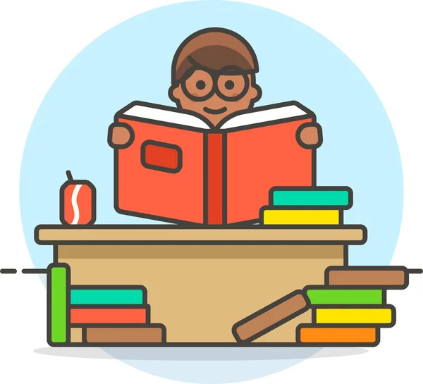 Books Desk Knowledge Icon Filled Outline Style — Stock Vector