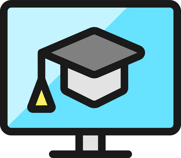 Learning Monitor Symbol Ausgefülltem Outline Stil — Stockvektor