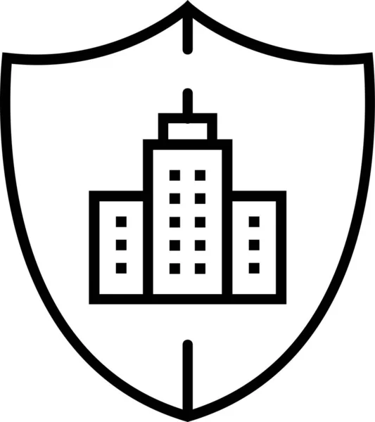 Miasto Sprytny Ikona Bezpieczeństwa Zarysie Stylu — Wektor stockowy