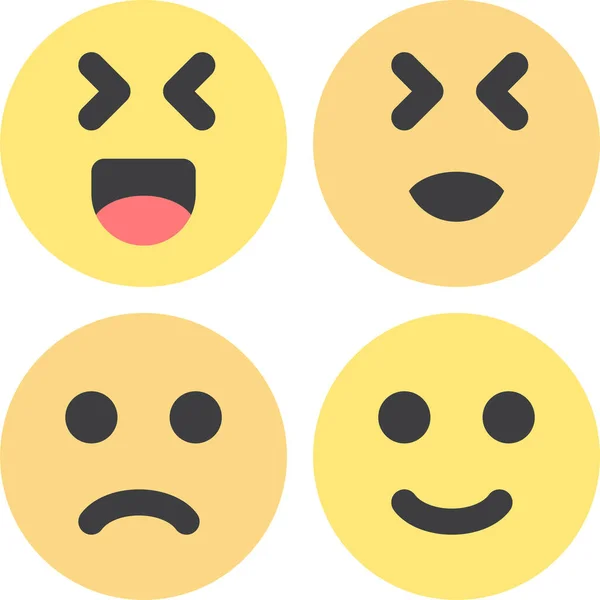 Emoji Bahagia Ikon Sedih Dalam Gaya Datar - Stok Vektor