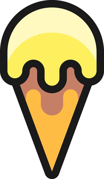 Icono Cono Helado Estilo Contorno Lleno — Vector de stock