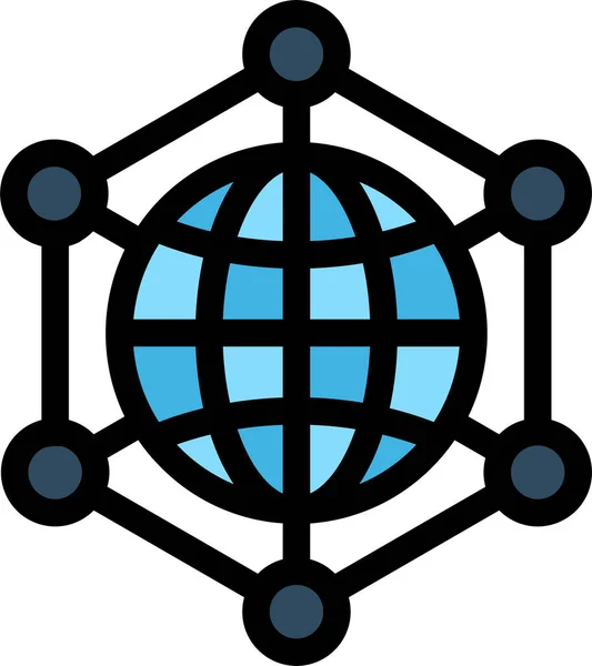 Icono Internet Datos Analíticos Estilo Esquema Rellenado — Archivo Imágenes Vectoriales