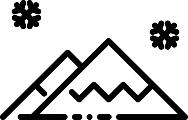 Tepeler Manzara Dağ Simgesi Ana Hatlarıyla — Stok Vektör