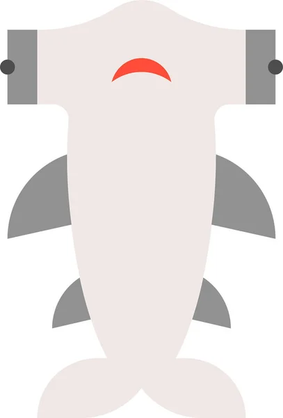 Aquatic Animal Hammerhead Shark Ocean Icon Flat Style — Stock Vector