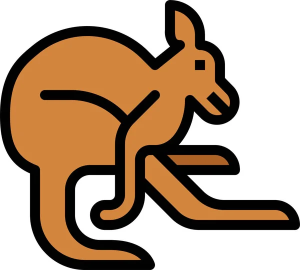 Icône Mammifère Animal Kangourou Forme Contour Rempli — Image vectorielle