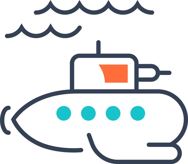 Military Submarine Transport Icon Outline Style — Stock Vector