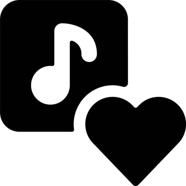 Playlist Heart Playlists Icon Solid Style — Stock Vector