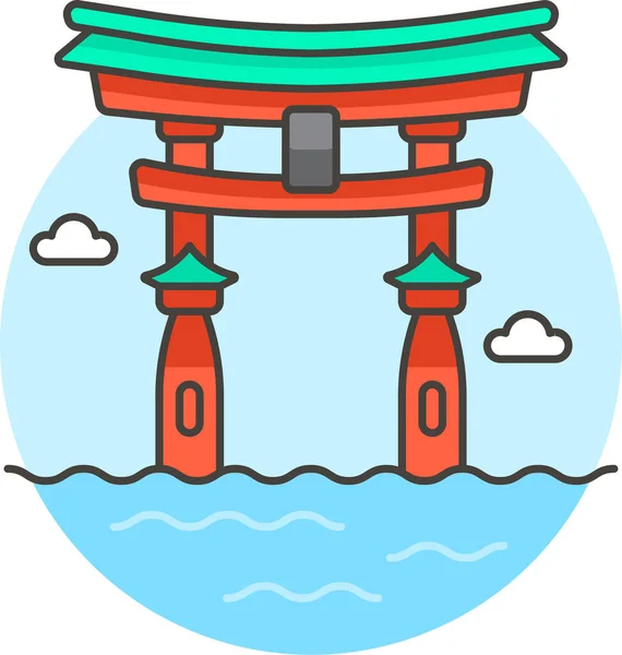 厳島Japan Icon Culture Communities — ストックベクタ