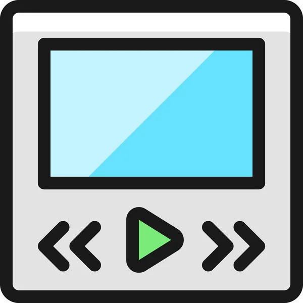 Webpage Play Icon Full Outline Style — Stockvektor