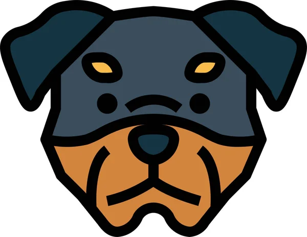 Rottweiler Chien Animal Compagnie Icône Dans Style Contour Rempli — Image vectorielle