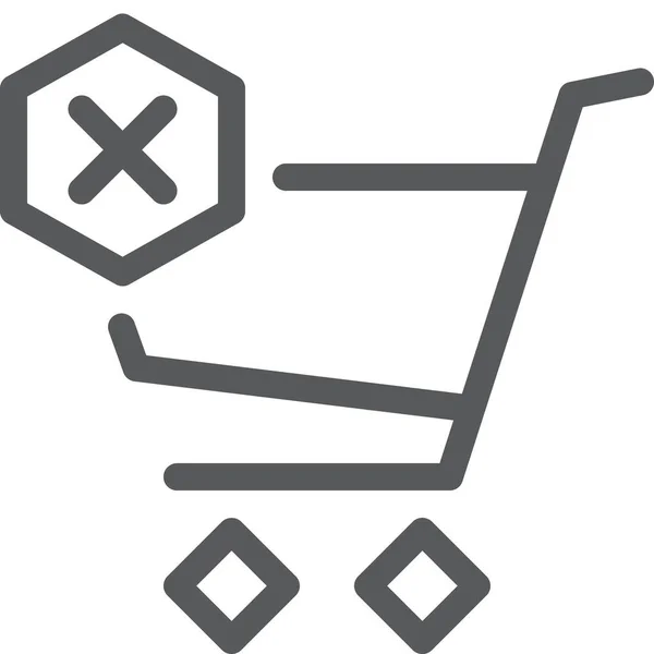 Winkelwagen Verwijderen Shopping Icon Outline Stijl — Stockvector