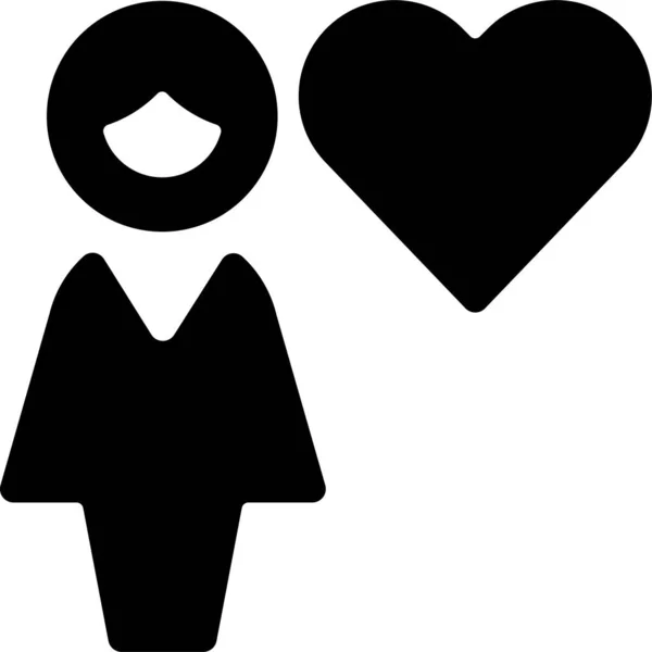 Μόνη Γυναίκα Εικονίδιο Καρδιά Στερεό Στυλ — Διανυσματικό Αρχείο