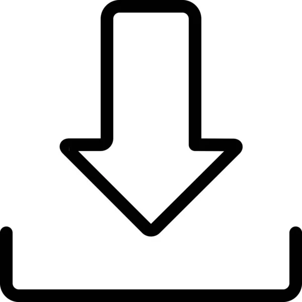 Icono Descarga Inferior Flecha Estilo Esquema — Vector de stock