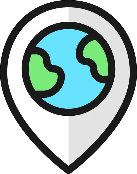 Pin Icono Contorno Lleno Tierra Estilo Contorno Lleno — Vector de stock