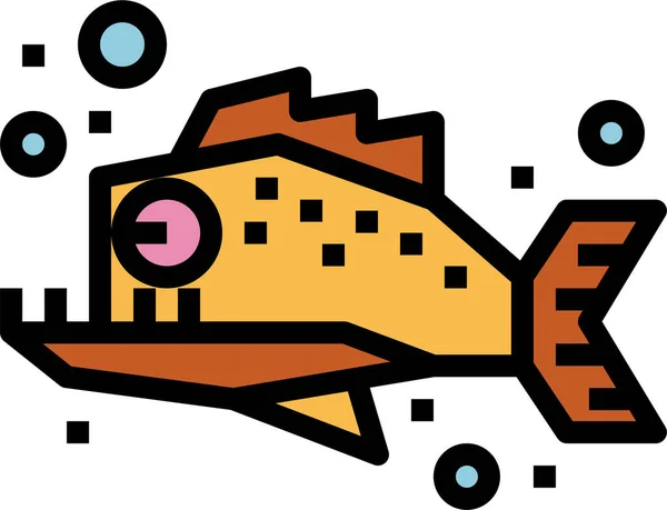 Animal Peligroso Icono Pescado Estilo Contorno Lleno — Vector de stock