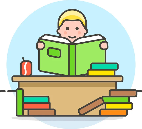 Livros Ícone Educação Mesa Estilo Esboço Preenchido — Vetor de Stock