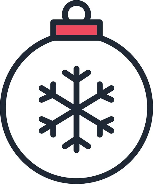 フルアウトラインスタイルのボールクリスマス装飾アイコン — ストックベクタ