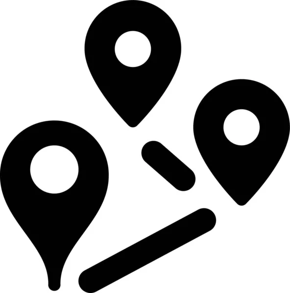 Icono Destino Múltiples Gps Estilo Sólido — Vector de stock