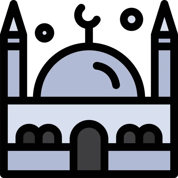 Islamische Moschee Muslimische Ikone Ausgefüllten Umriss — Stockvektor