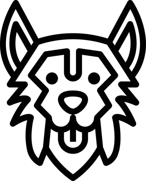 Siberian Husky Dog Ikone Outline Stil — Stockvektor