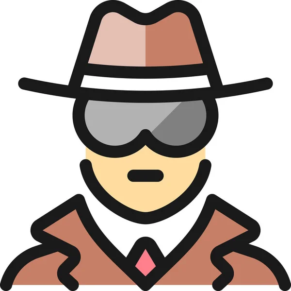 Hombre Espía Icono Policía Estilo Contorno Lleno — Vector de stock