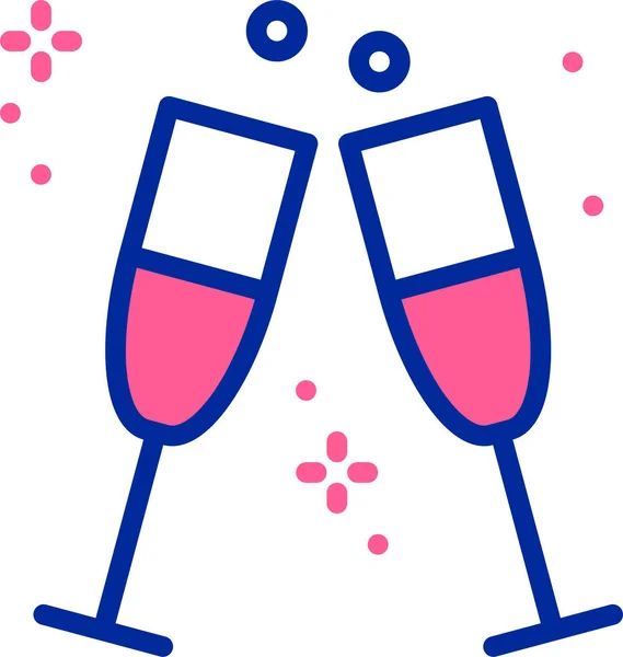 Célébrer Icône Boisson Champagne Dans Style Contour Rempli — Image vectorielle