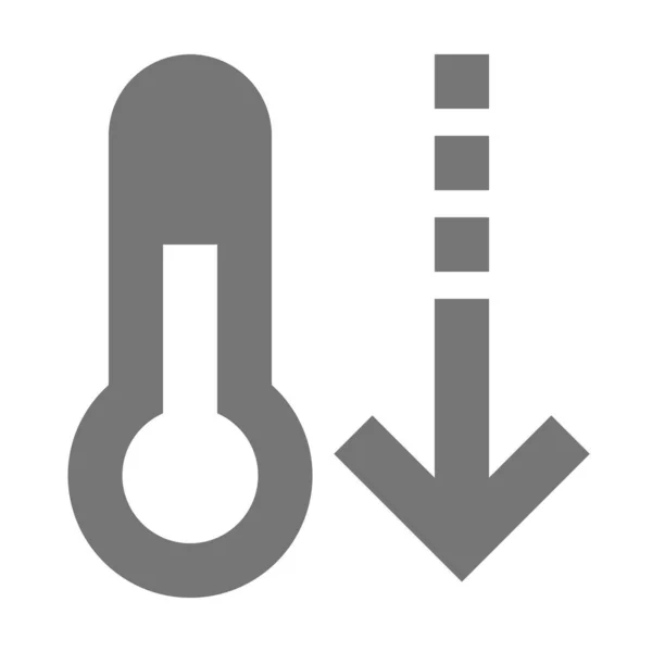 Diminuer Icône Température Thermomètre Dans Style Solide — Image vectorielle