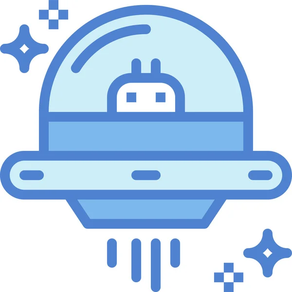 Alien Alien Astronave Extraterrestre Icono Estilo Contorno Lleno — Vector de stock