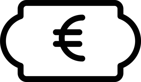Billet Monnaie Icône Euro Dans Style Contour — Image vectorielle