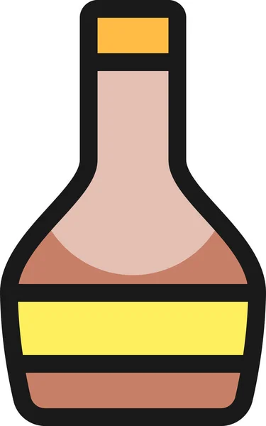 Frisdrank Fles Pictogram Gevulde Outline Stijl — Stockvector