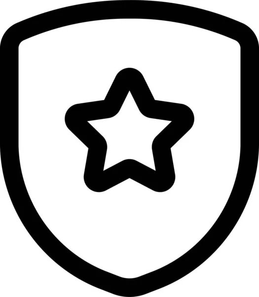 Schutzschild Sternsymbol Outline Stil — Stockvektor