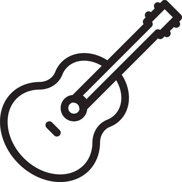 Icono Guitarra Audio Acústico Estilo Esquema — Vector de stock