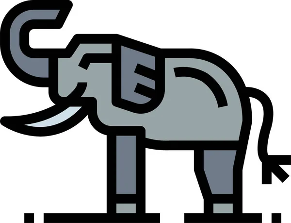 Animal Elefante Fauna Icono Estilo Contorno Lleno — Vector de stock