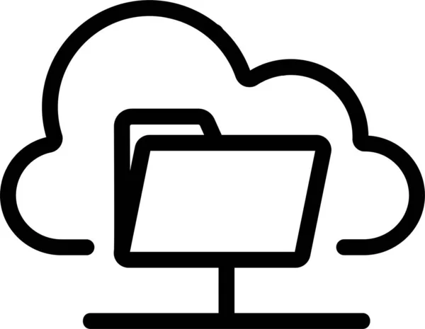 Cloud Computer Internet Icoon Grote Lijnen — Stockvector