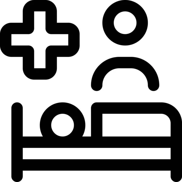 Hospital Dormitorio Enfermera Icono Estilo Del Esquema — Vector de stock