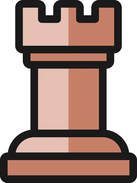 Icono Esquema Rellenado Torre Ajedrez Estilo Esquema Rellenado — Vector de stock
