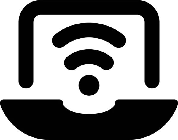 Wifi笔记本电脑无线图标风格坚实 — 图库矢量图片