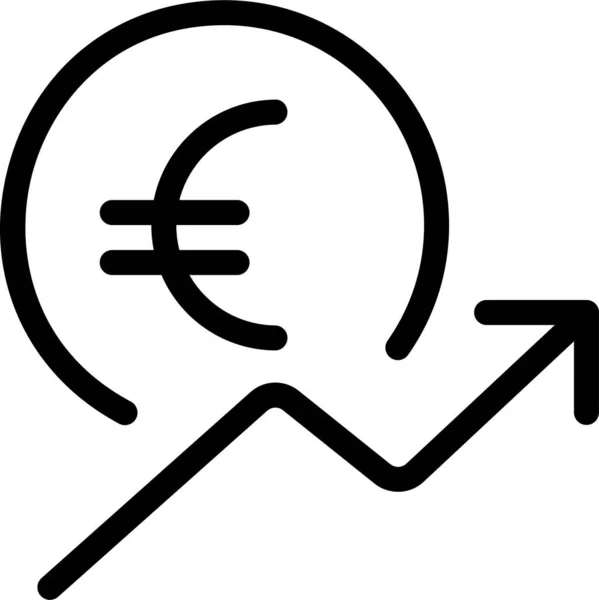 Ikon Mata Uang Euro Panah Dalam Gaya Garis Besar - Stok Vektor