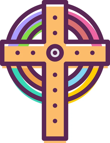 Cristo Icono Cruz Cristiana Estilo Contorno Lleno — Vector de stock