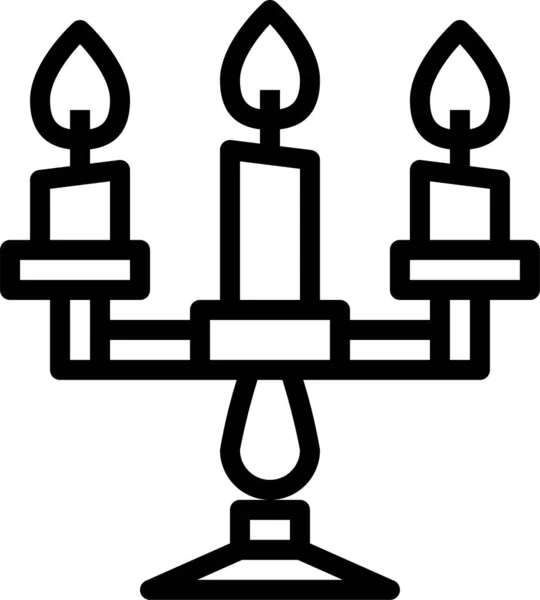 Kandelaber Kerzen Möbel Ikone Umriss Stil — Stockvektor