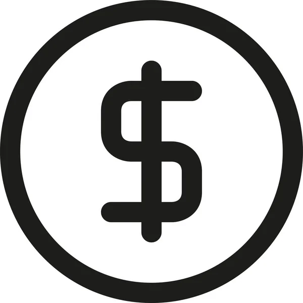 Moneta Contanti Icona Del Dollaro Stile Solido — Vettoriale Stock